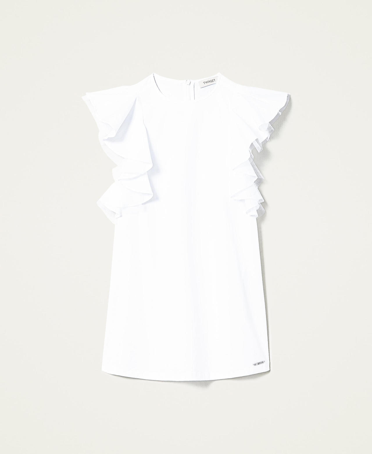 Поплиновое платье с воланами Off White Девочка 221GJ2Q11-0S
