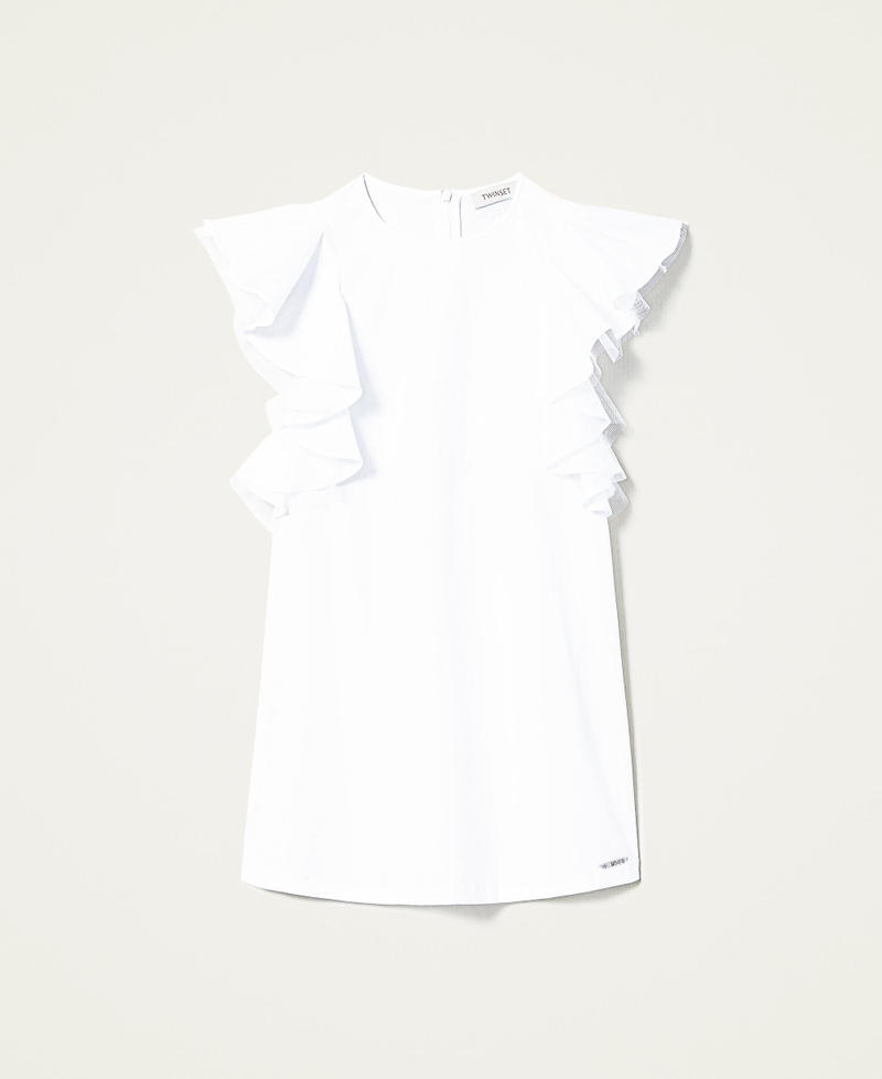 Poplin dress with ruffle Off White Girl 221GJ2Q11-0S