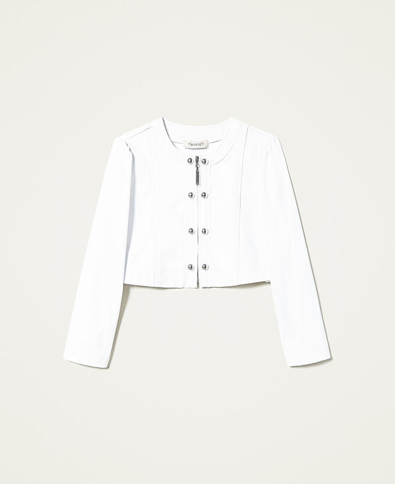 Mandarin collar jacket with studs