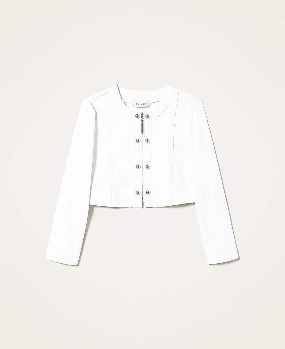Mandarin collar jacket with studs