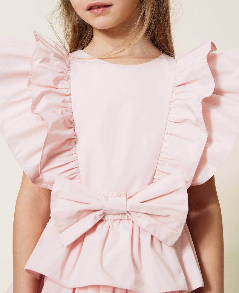 Taffeta dress with flounces Chalk Pink Girl 221GJ2Q31-05