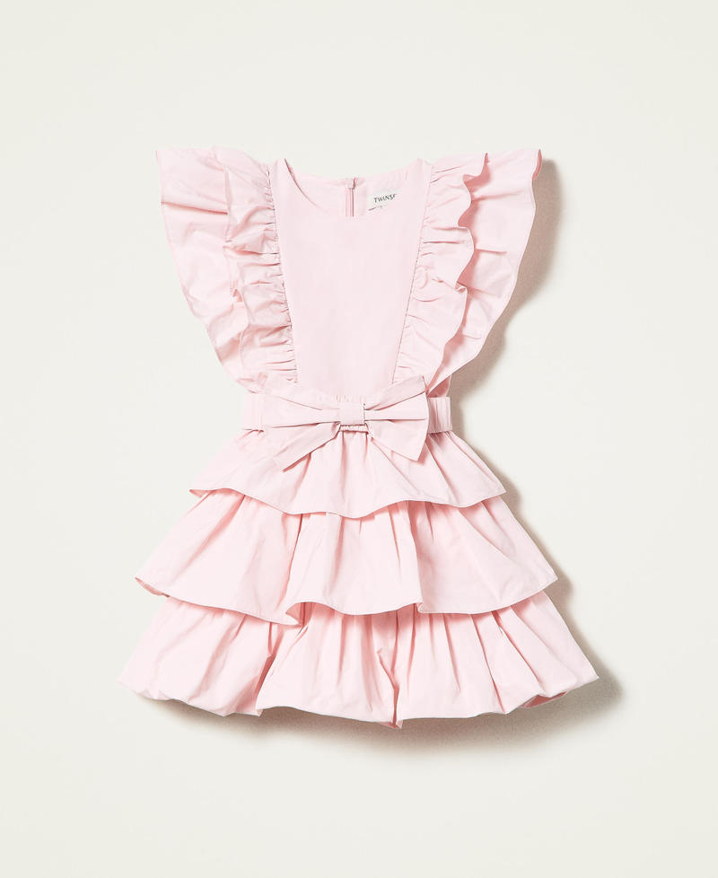 Taffeta dress with flounces Chalk Pink Girl 221GJ2Q31-0S