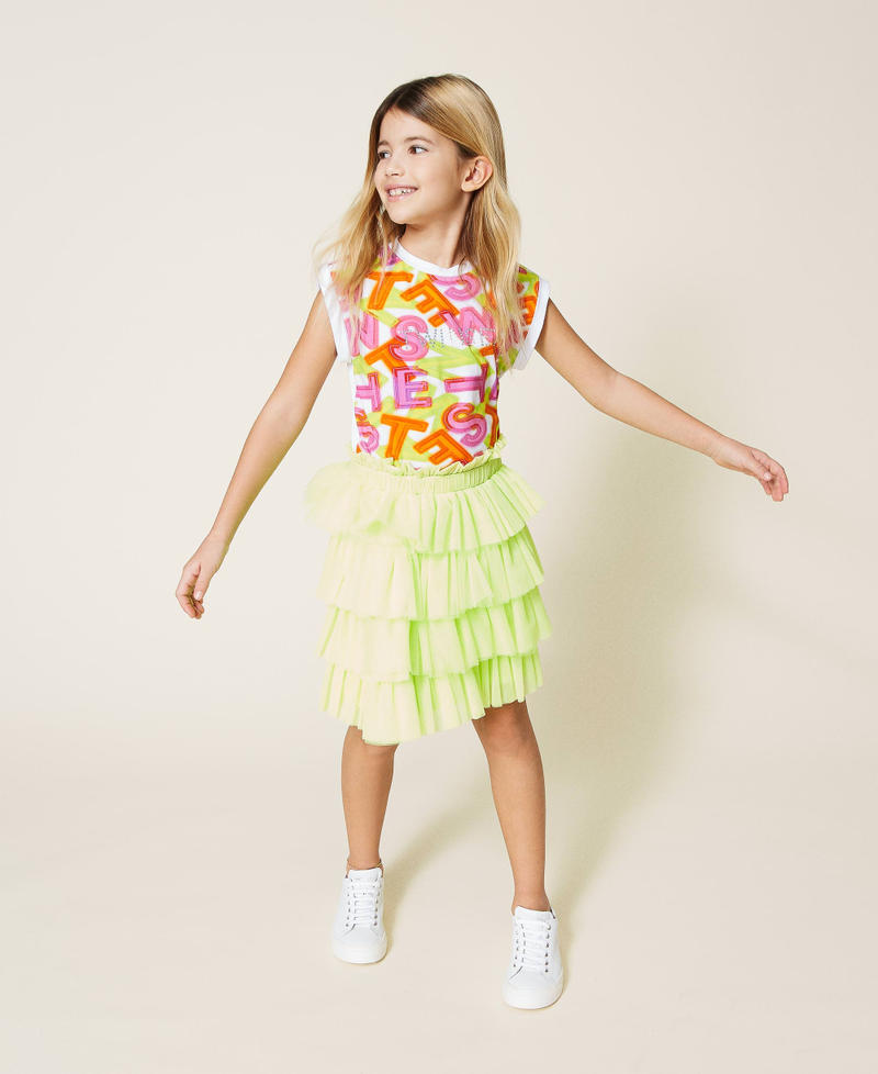 Gonna-top con balze in tulle