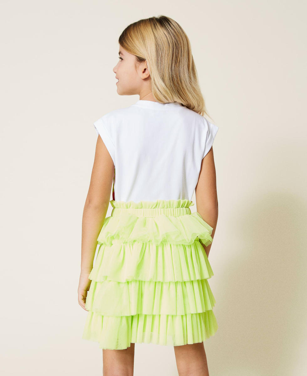 Skirt top with tulle flounce Girl Yellow TWINSET Milano