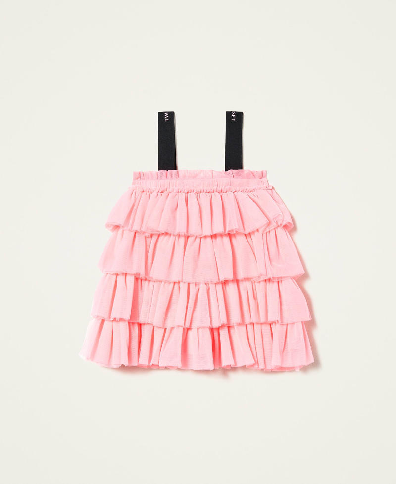 Skirt-top with tulle flounce Shocking Pink Girl 221GJ2Q40-0S
