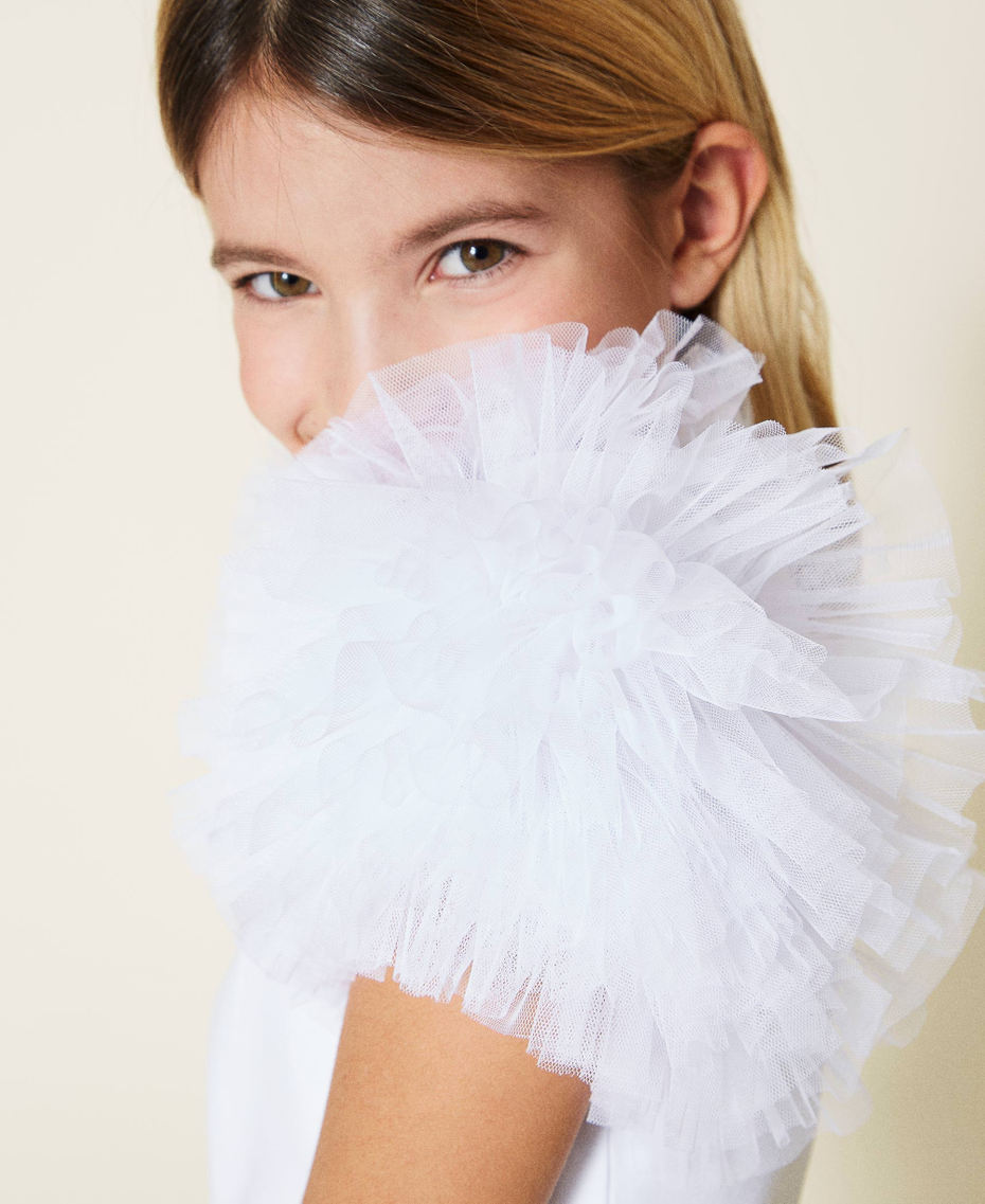 T-shirt con maniche in tulle