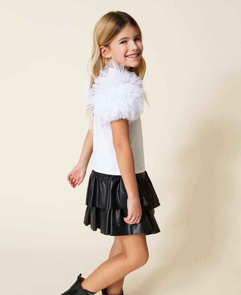 T-shirt con maniche in tulle