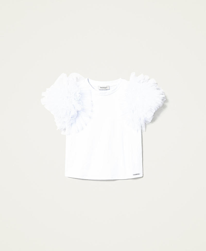 T-shirt con maniche in tulle Off White Bambina 221GJ2Q42-0S