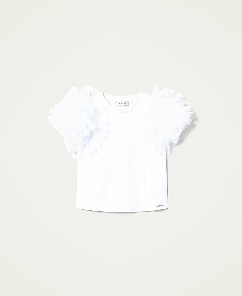 T-shirt con maniche in tulle Off White Bambina 221GJ2Q42-0S