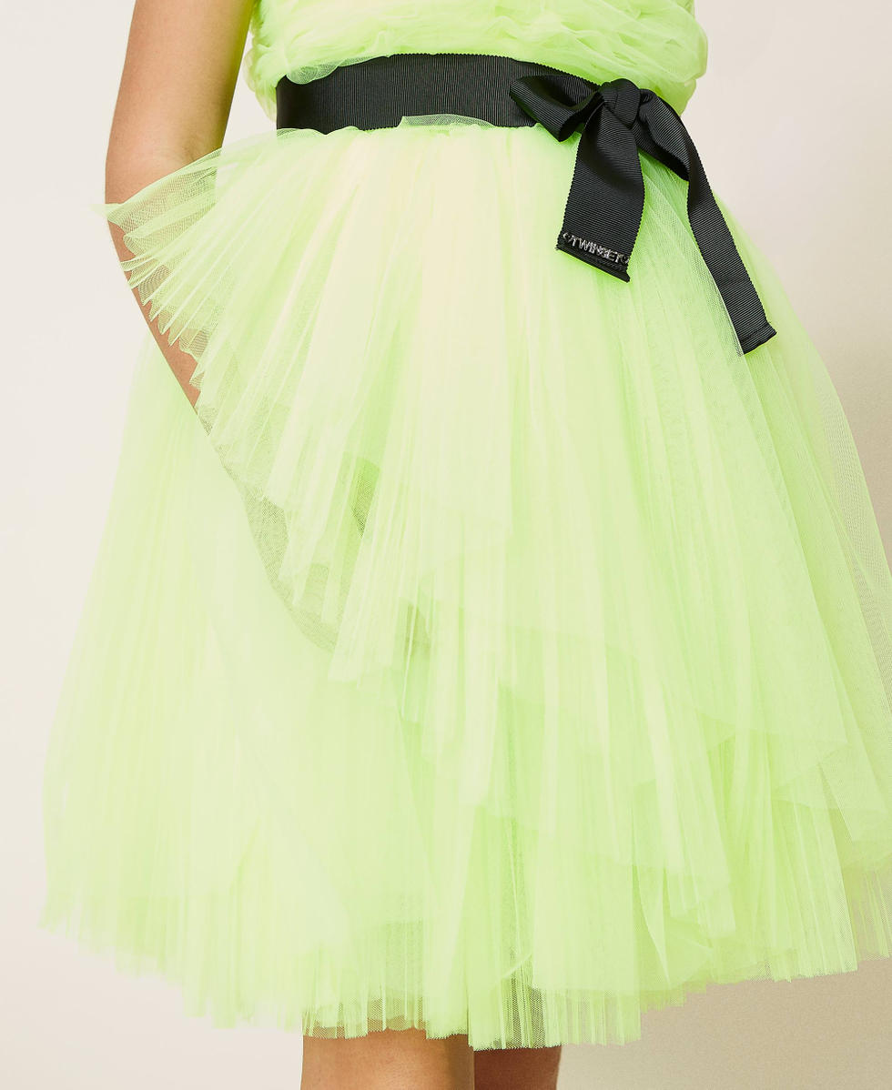 Pleated tulle dress Girl, Yellow | TWINSET Milano