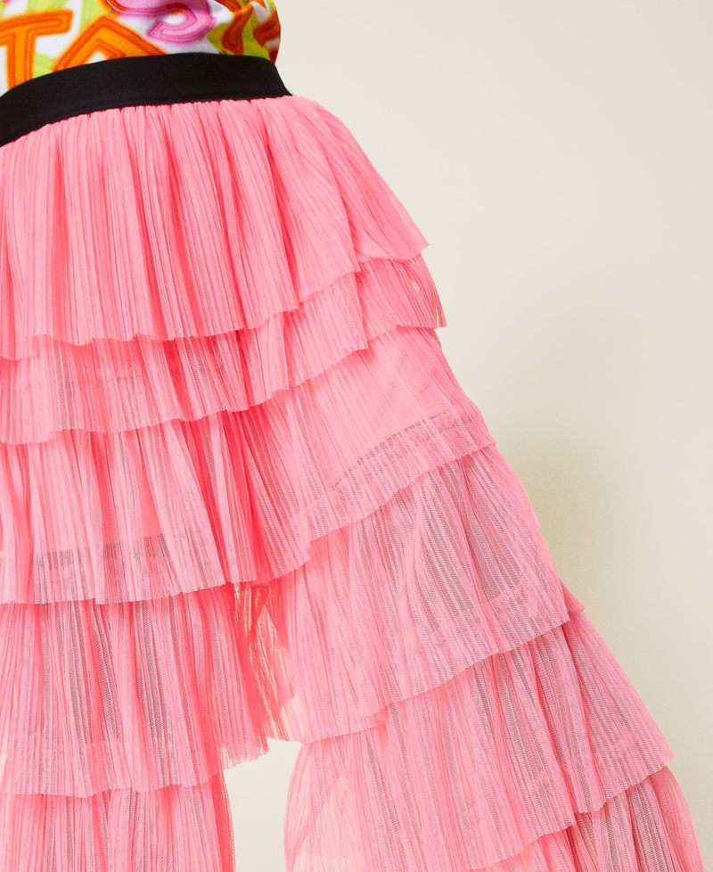 Hose aus plissiertem Tüll Shocking-Pink Mädchen 221GJ2Q47-05