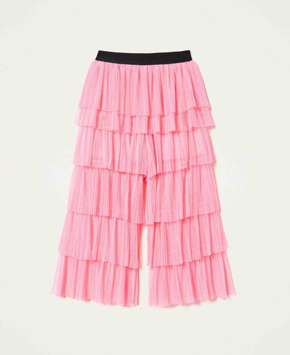 Hose aus plissiertem Tüll Shocking-Pink Mädchen 221GJ2Q47-0S