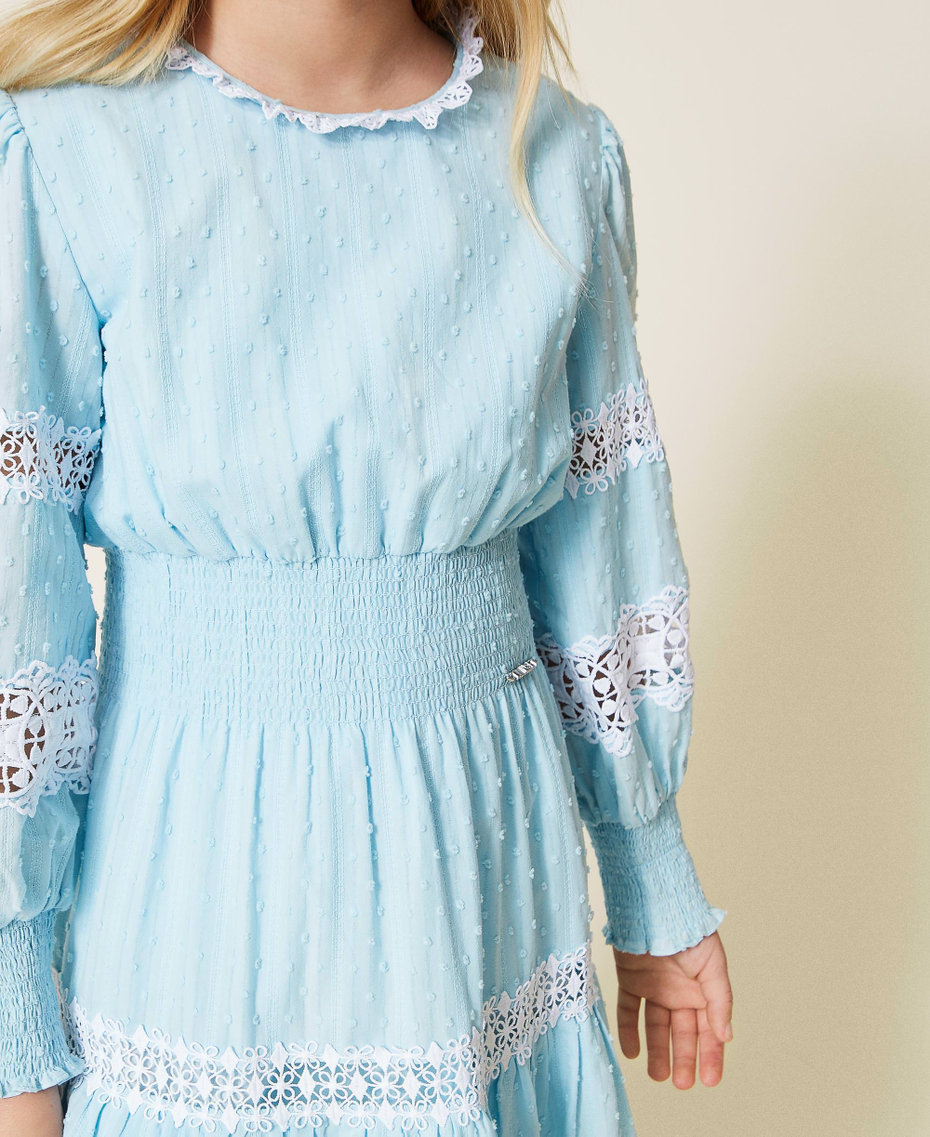 Muslin dress with lace "Cool Blue” Light Blue Girl 221GJ2Q50-05
