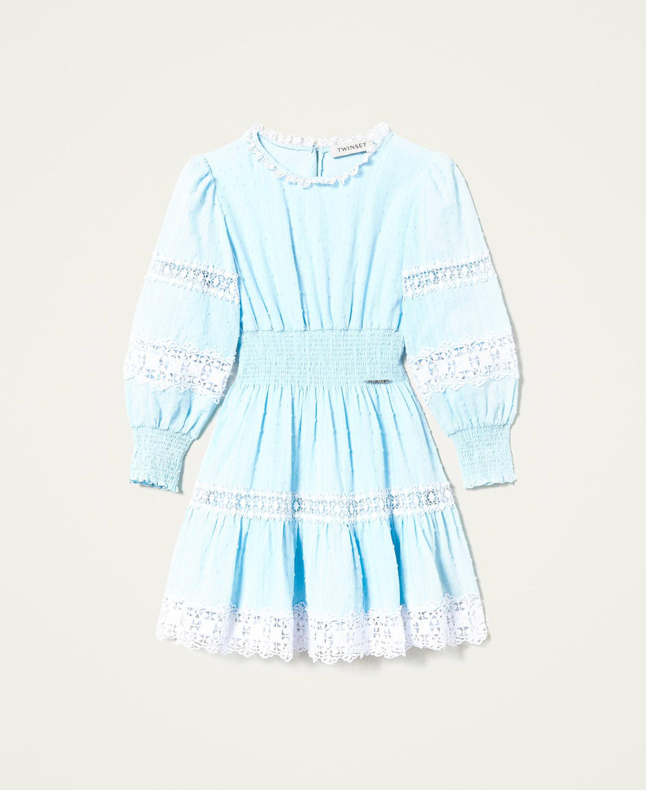 Muslin dress with lace "Cool Blue” Light Blue Girl 221GJ2Q50-0S