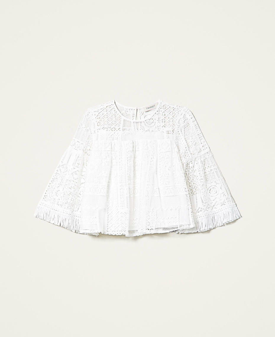 Кружевная блузка с бахромой Off White Девочка 221GJ2Q60-0S