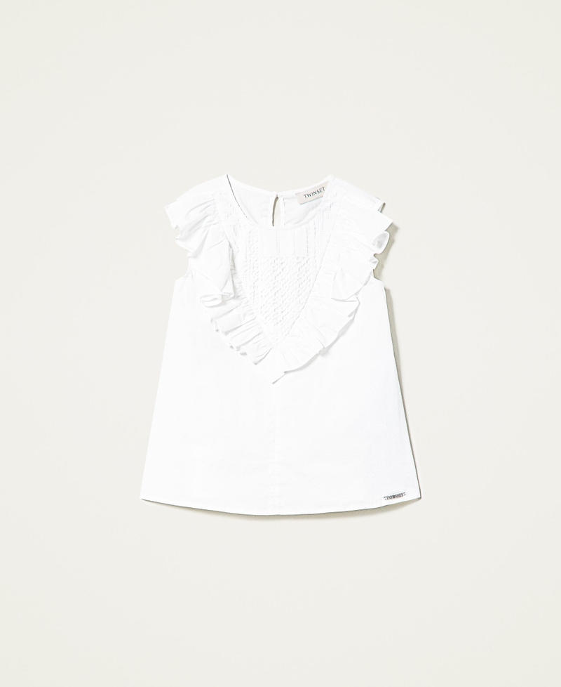 Poplin top with lace Off White Girl 221GJ2Q62-0S