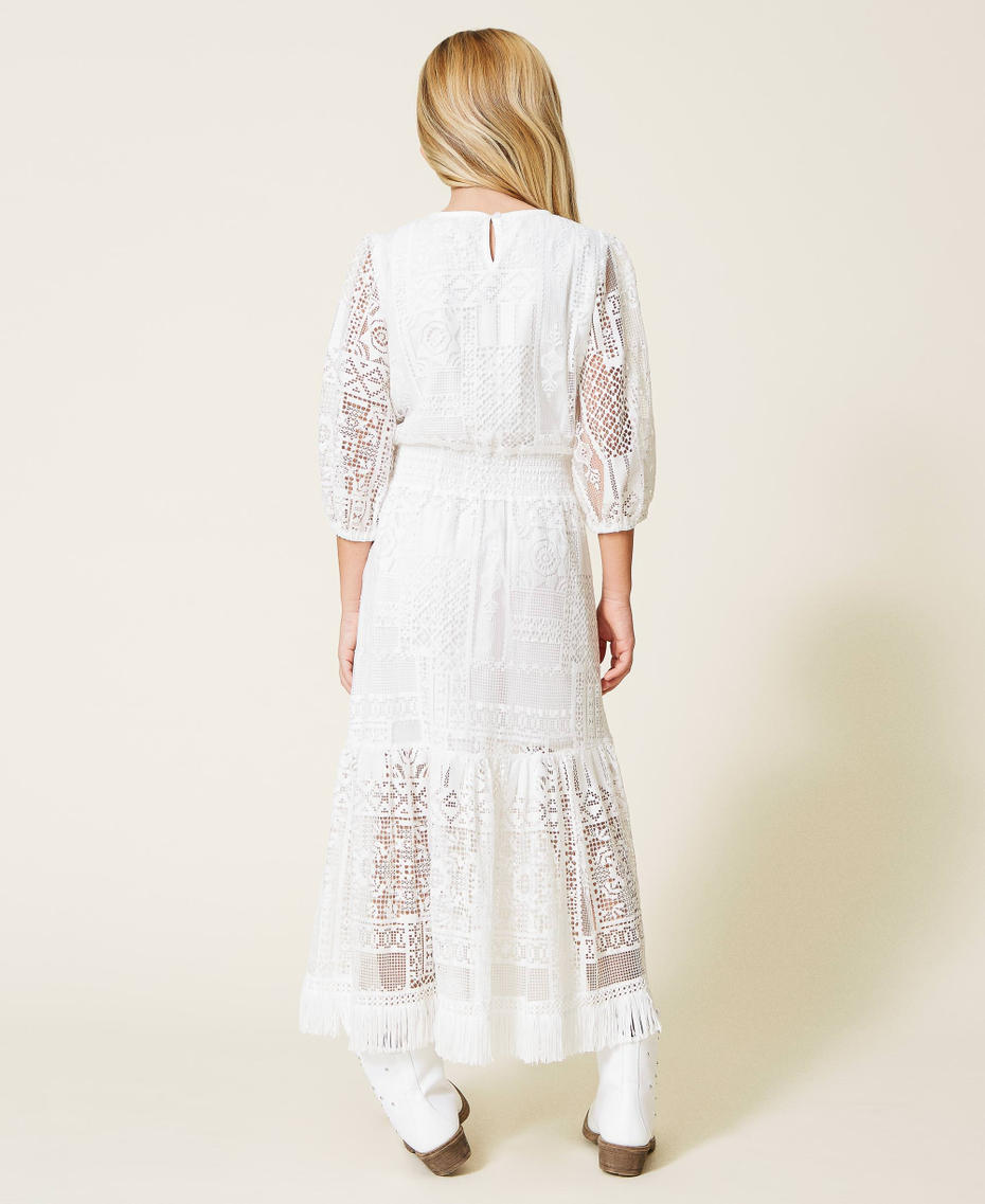 Длинное кружевное платье Off White Девочка 221GJ2Q65-04