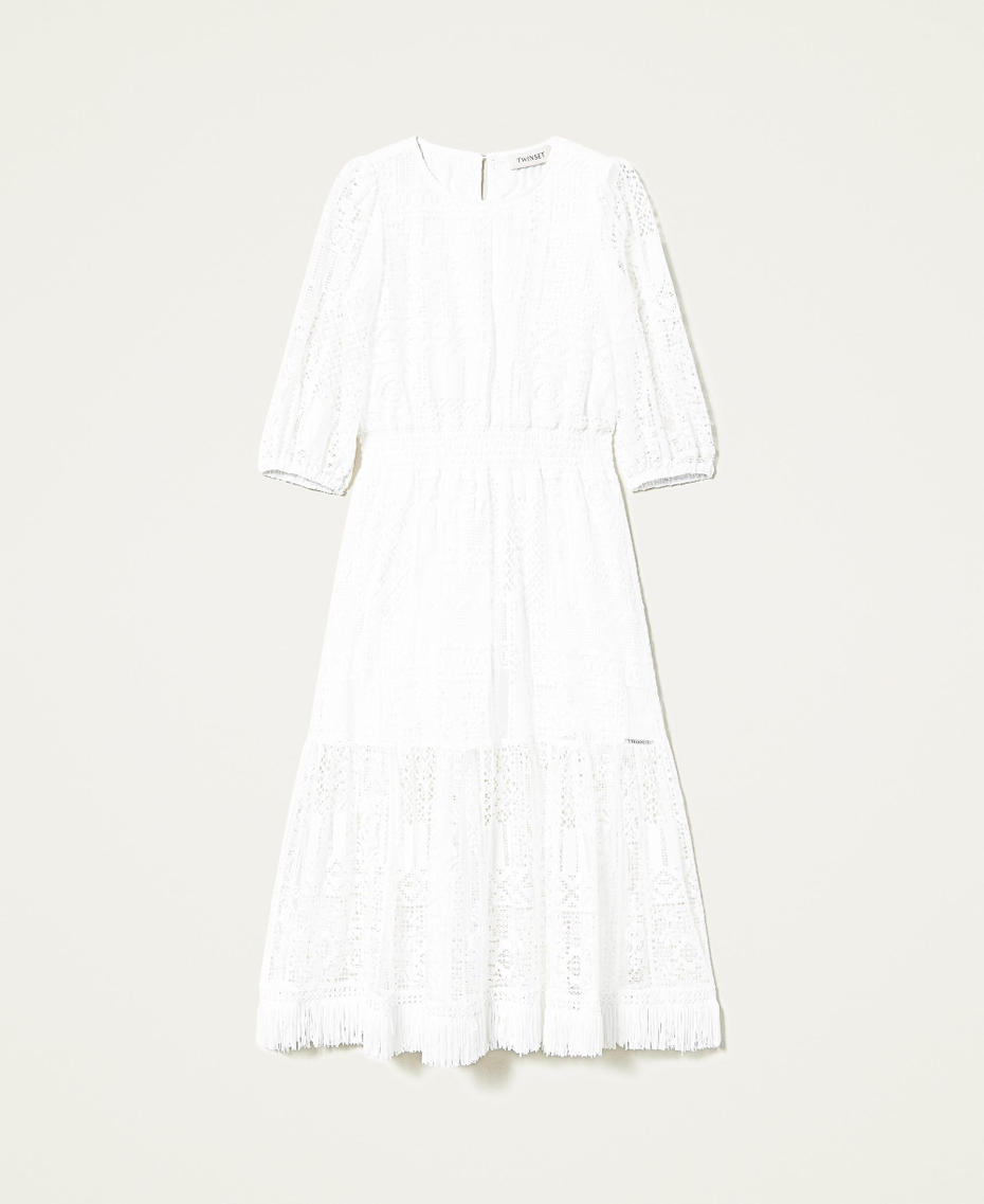 Длинное кружевное платье Off White Девочка 221GJ2Q65-0S