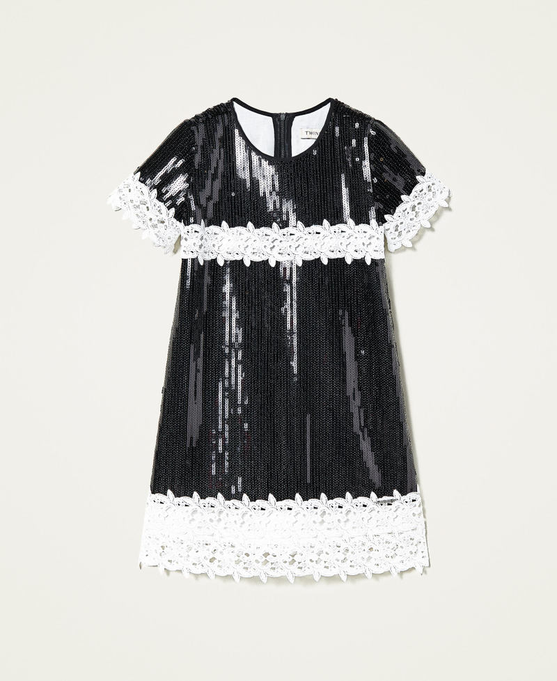 Платье со сплошной отделкой пайетками Черный Девочка 221GJ2T11-0S