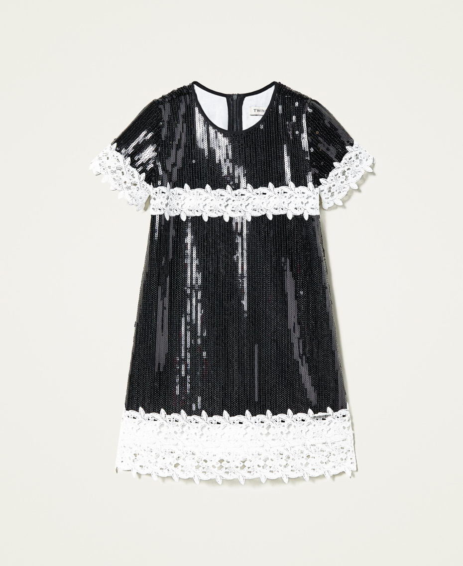 Платье со сплошной отделкой пайетками Черный Девочка 221GJ2T11-0S