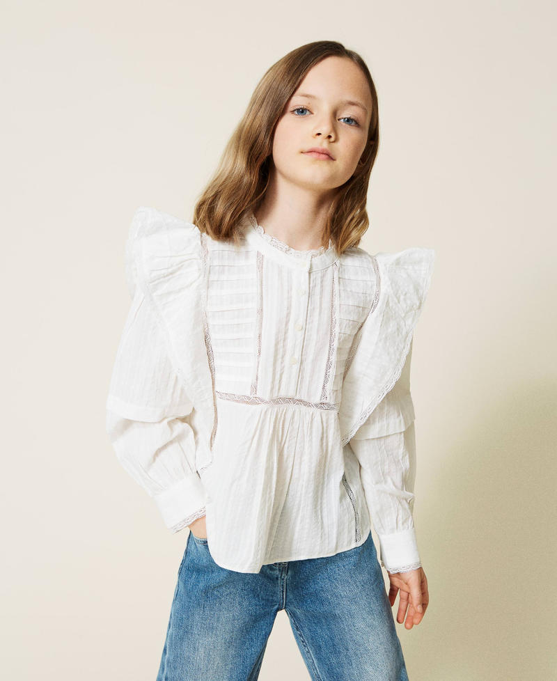 Musselinbluse mit Spitze