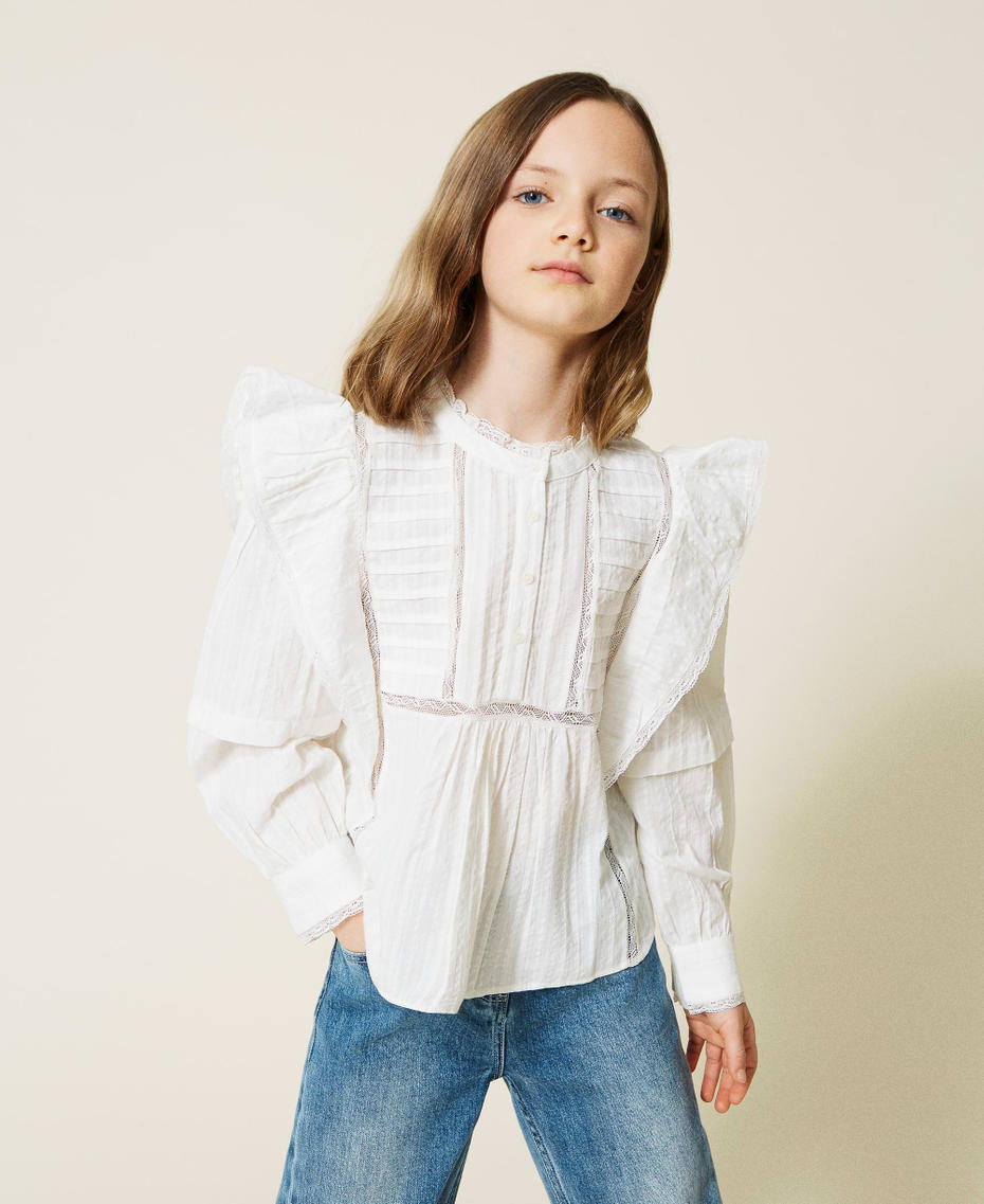 Musselinbluse mit Spitze