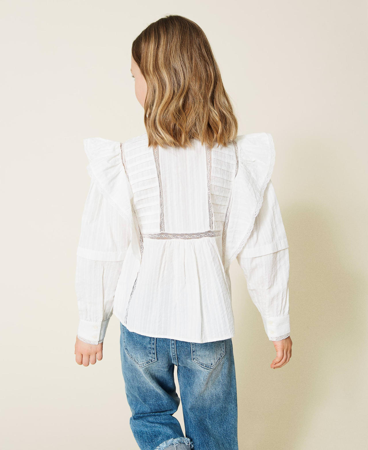 Musselinbluse mit Spitze