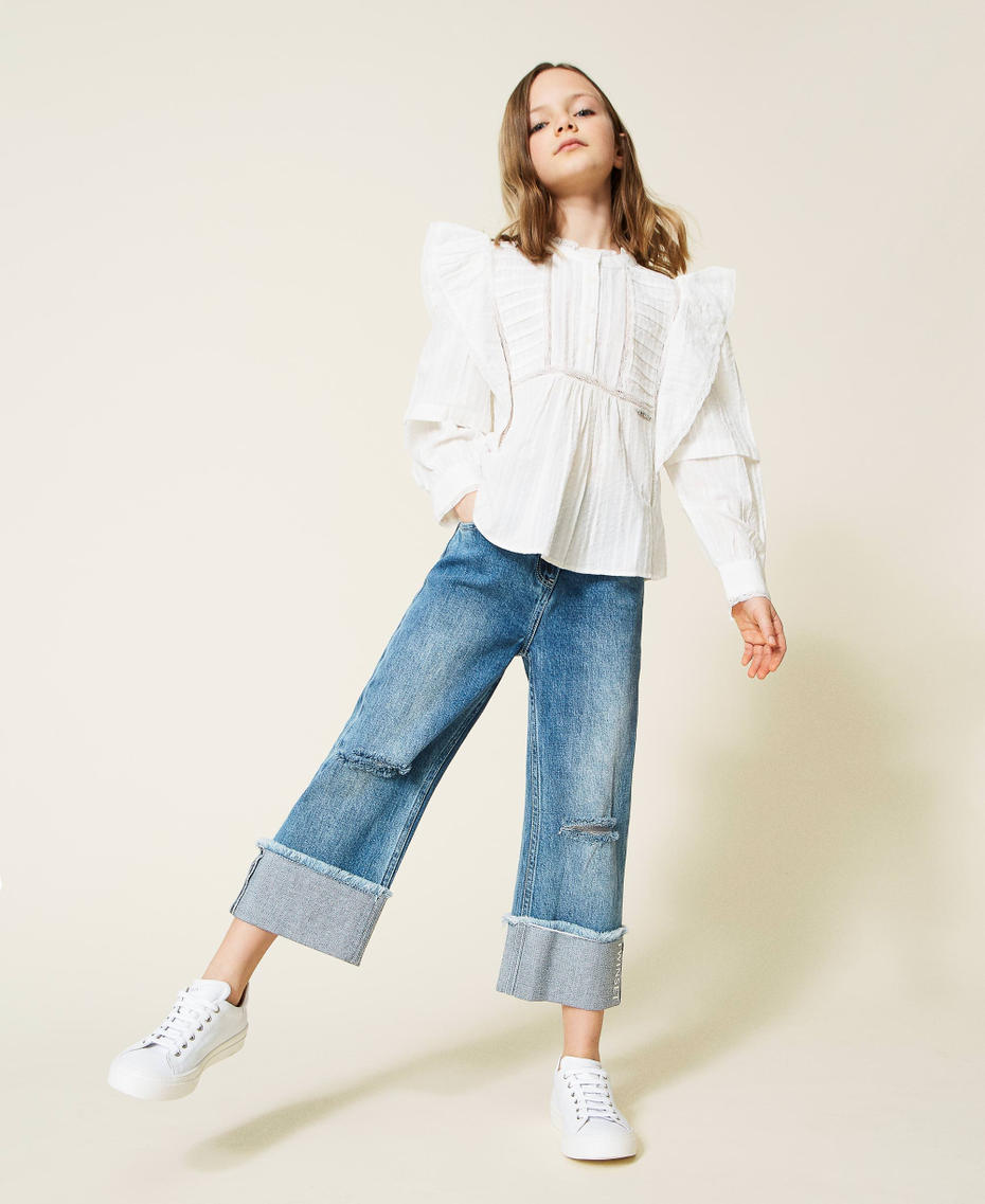 Musselinbluse mit Spitze