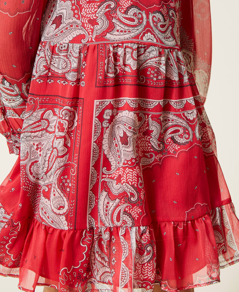 Платье из креп-шифона с принтом в стиле 'бандана' Принт Бандана Красный "Огненно-красный" Девочка 221GJ2T50-05