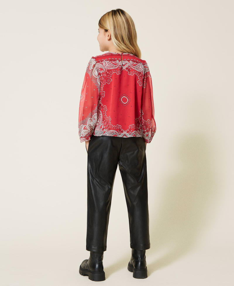 Creponne blouse with bandanna print "Fire Red” Bandanna Print Girl 221GJ2T51-04