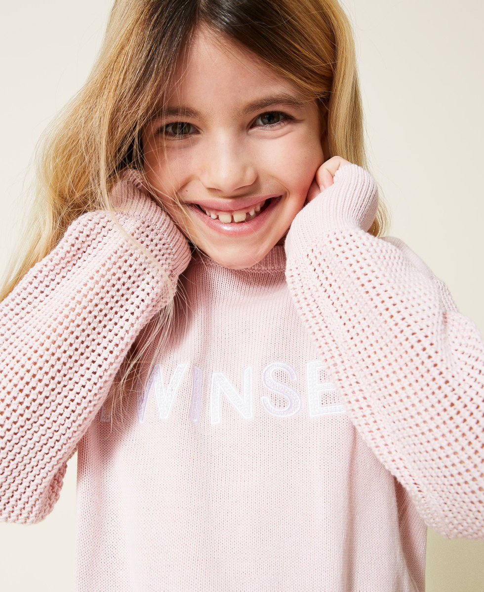 Jumper with openwork sleeves Girl Pink TWINSET Milano