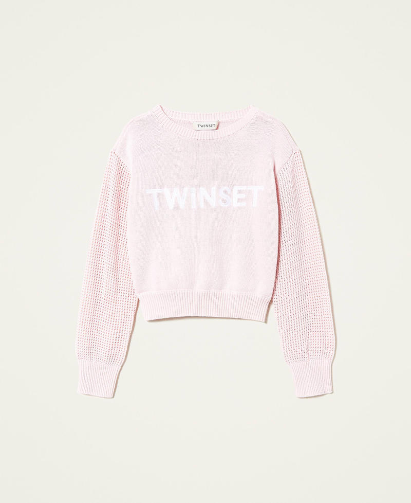 Jumper with openwork sleeves