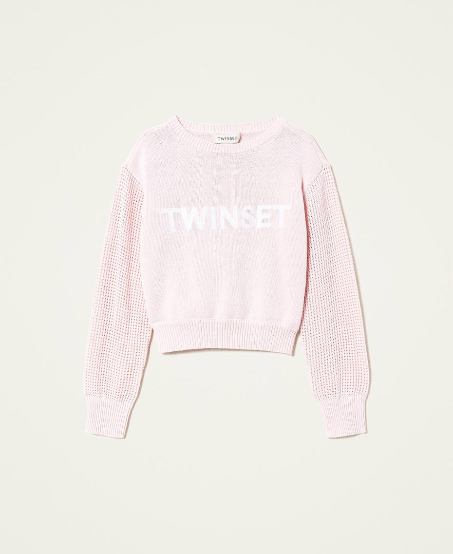 Jumper with openwork sleeves