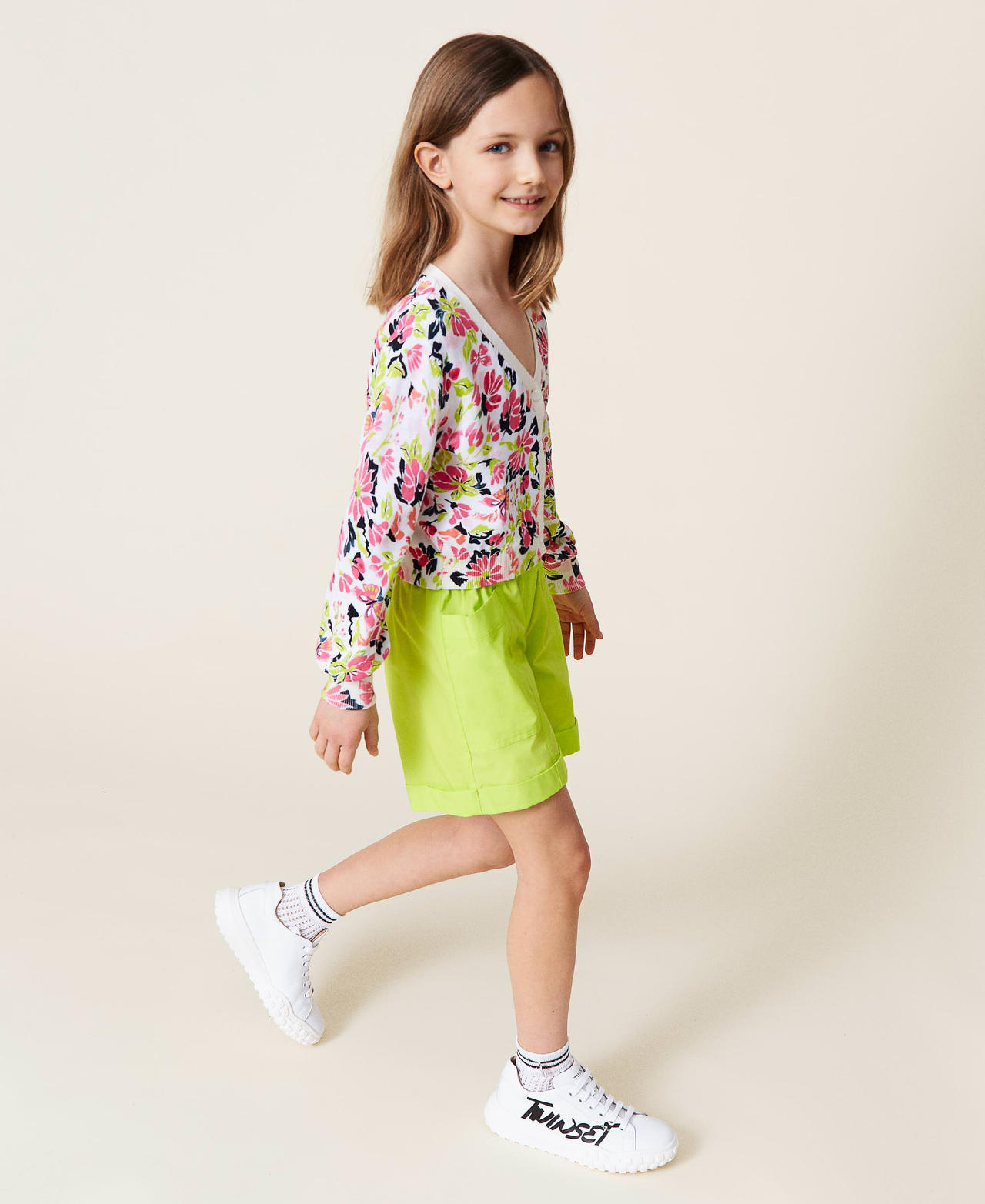 Printed knit cardigan