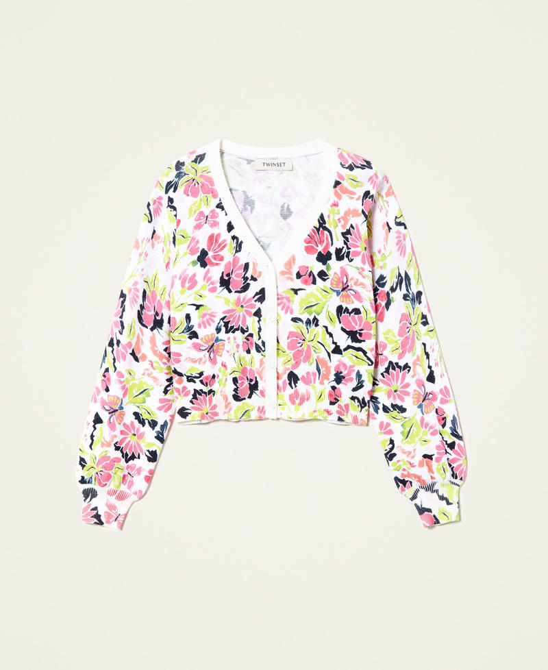 Printed knit cardigan