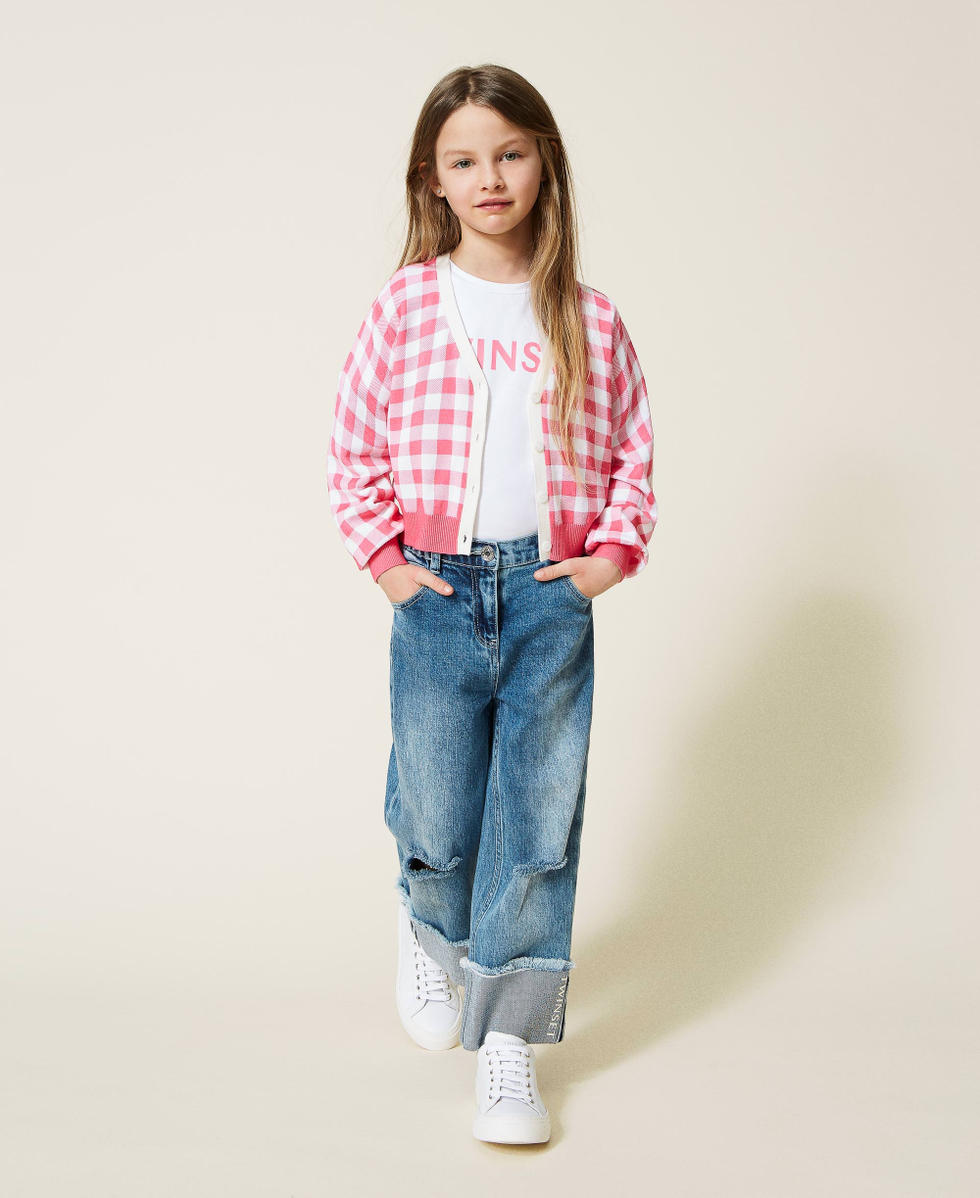 Printed knit cardigan Girl, Fuchsia | TWINSET Milano