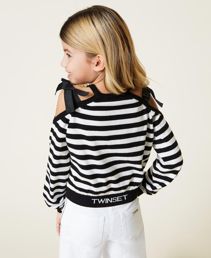 Striped jumper with logo Off White / Black Stripes Girl 221GJ3181-04