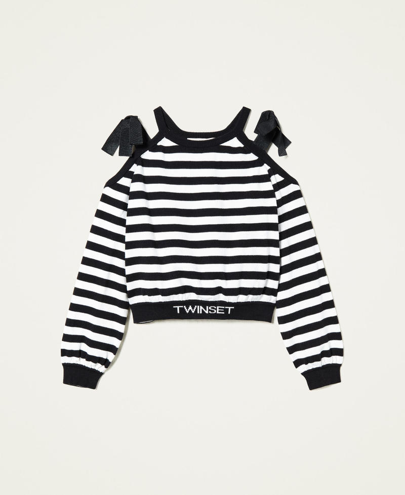 Striped jumper with logo Off White / Black Stripes Girl 221GJ3181-0S