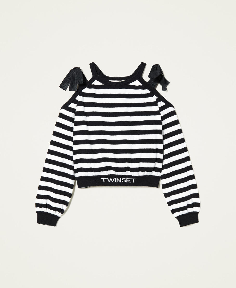 Pull ray&eacute; avec logo
