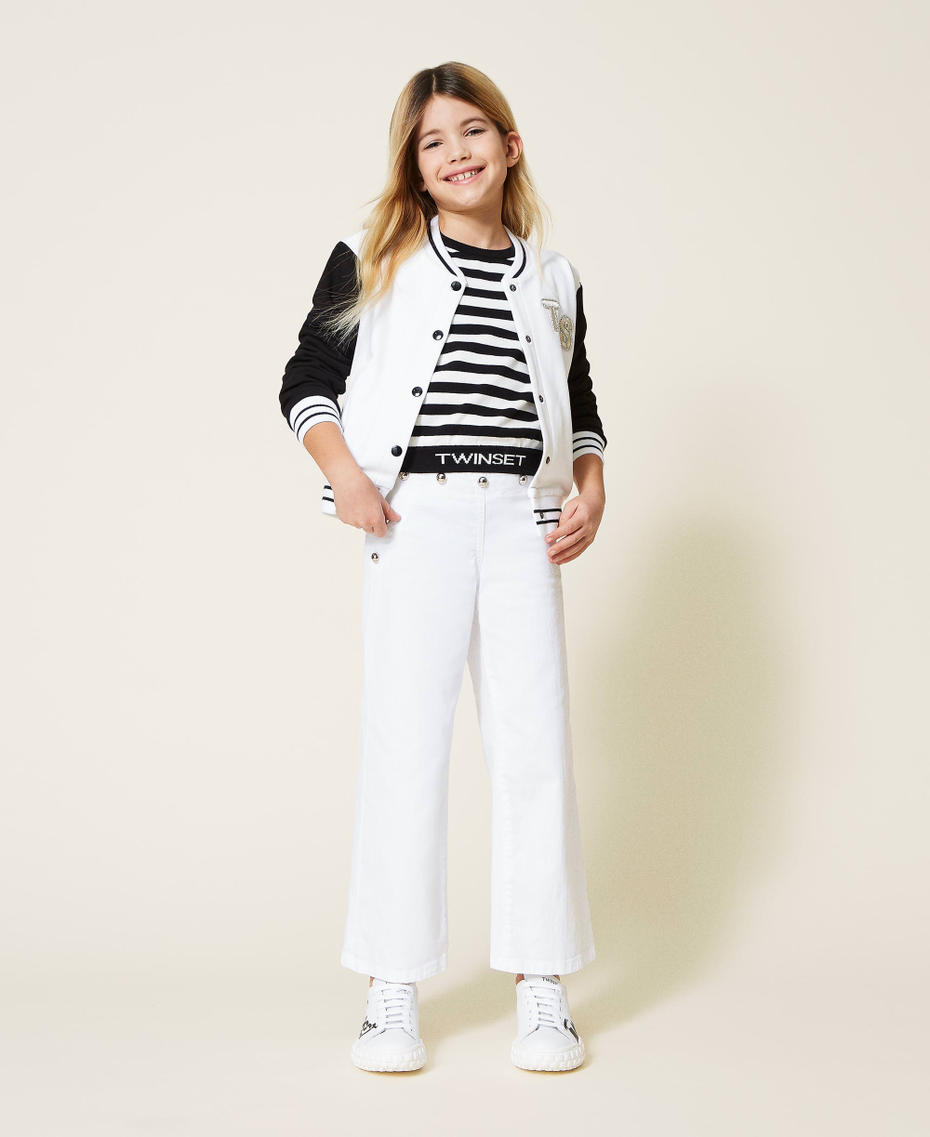 Striped jumper with logo Off White / Black Stripes Girl 221GJ3181-0T