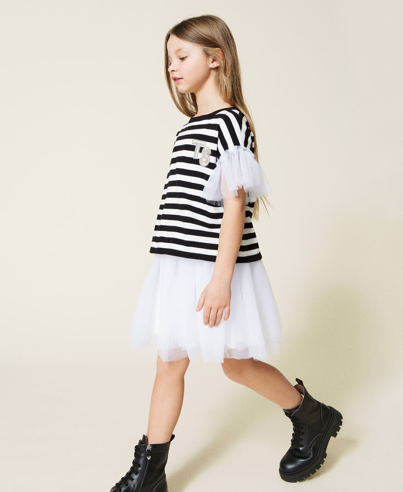 Abito Tunica Ragazza Ex Boden Con Pulcinella Di Mare – Blu A Righe – Cotone – Taglie 2-10 Anni