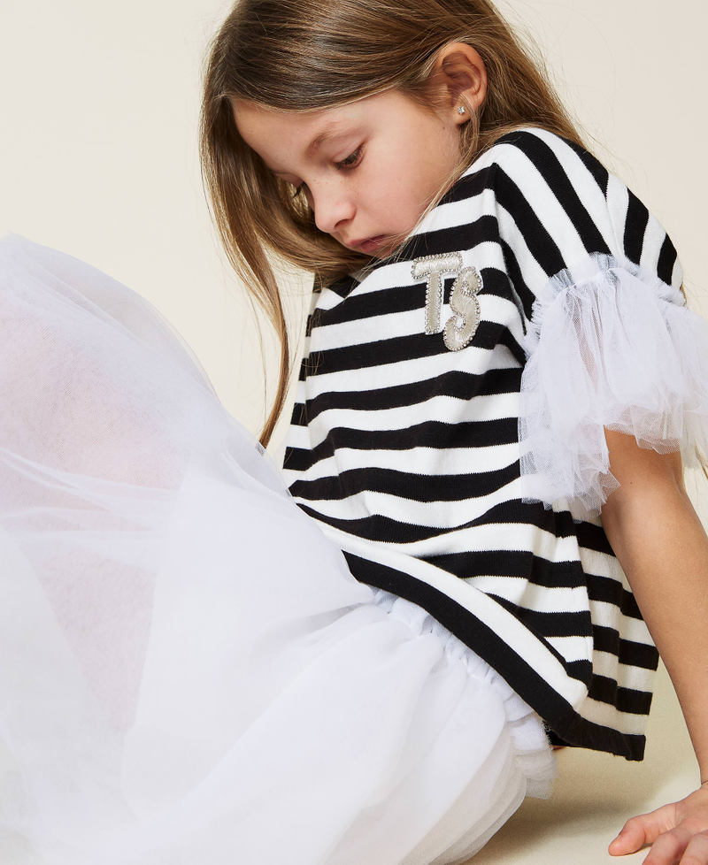 Dress with tulle and striped jumper set