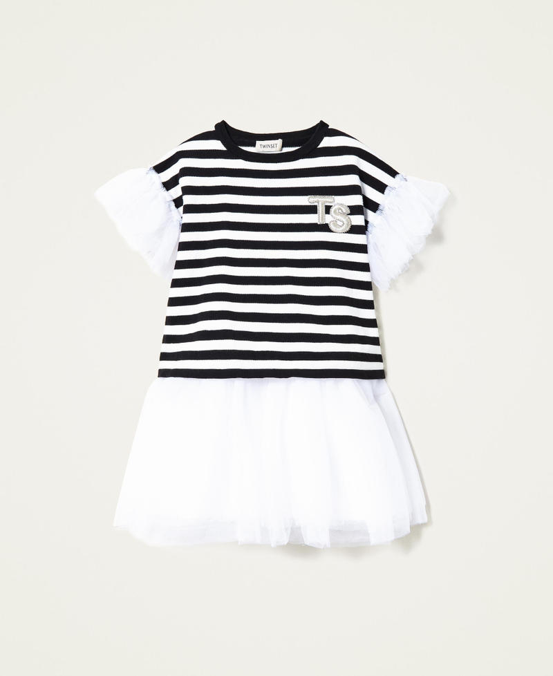 Dress with tulle and striped jumper set
