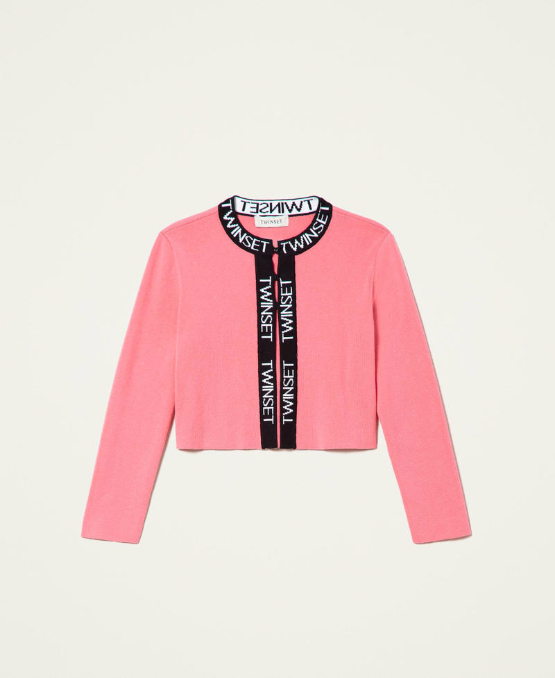 Jacquard logo jacket Two-tone “Shocking” Pink / Black Girl 221GJ3190-0S
