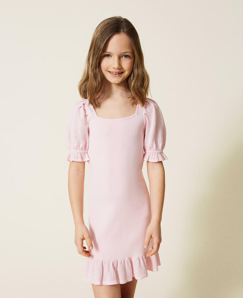 Платье с оборками Розовый Мел Девочка 221GJ3204-01
