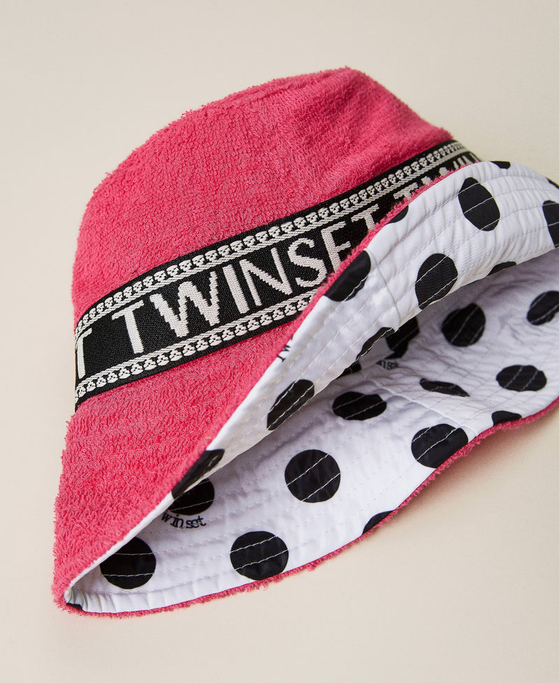 Reversible fisherman’s hat Two-tone Polka Dot Print Black / Shocking Pink Girl 221GJ4952-02