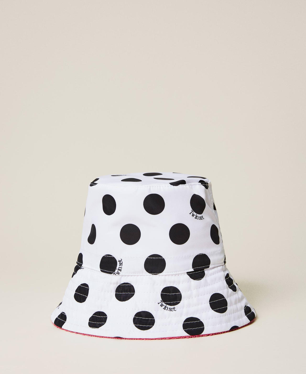Reversible fisherman’s hat Two-tone Polka Dot Print Black / Shocking Pink Girl 221GJ4952-03