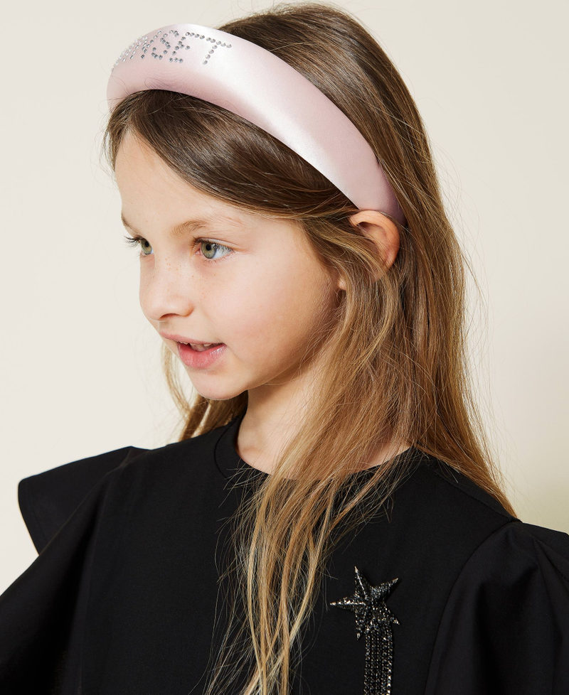 Satin headband with rhinestones Chalk Pink Girl 221GJ4QY0-0S