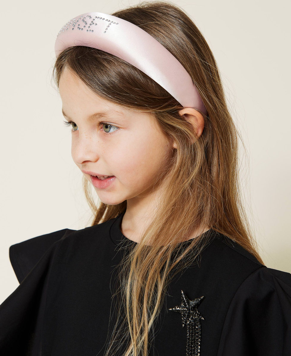 Glamour Girlz Cerchietto In Raso Con Triplo Nodo Drappeggiato - Fascia Per Capelli Nero, 2,5 Cm