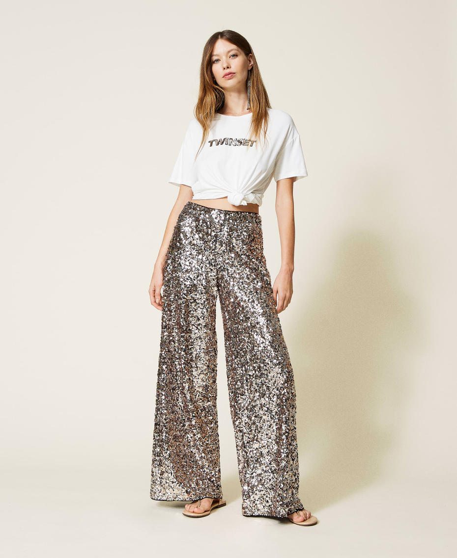 Full sequin palazzo trousers